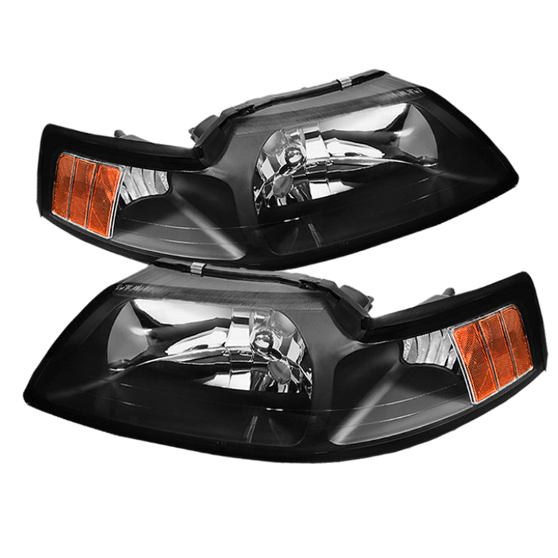 Xtune Ford MUStang 99-04 OEM Amber Headlights Black HD-JH-FM99-AM-BK