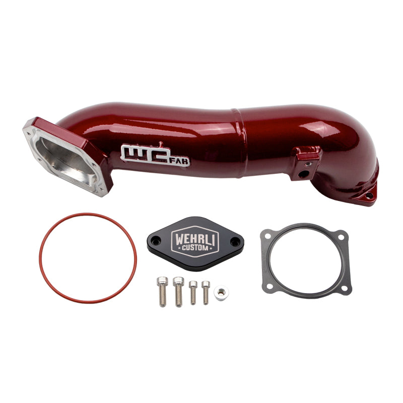 Wehrli 11-16 LML Duramax Passenger Side Upper Crossover Intercooler Pipe Kit - WCFab Red