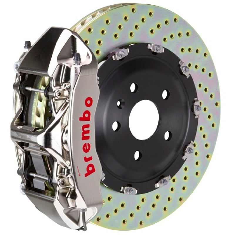 Brembo 06-13 Corvette Z06 Excl CC Brakes Fr GTR BBK 6Pist Billet 380x34 2pc Rotor Drilled- Nickel