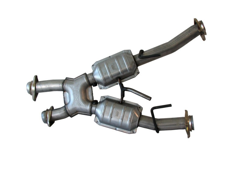 BBK 79-93 Mustang 5.0 Short Mid X Pipe w Catalytic Converters 2-1/2 For Automatic Long Tube Headers