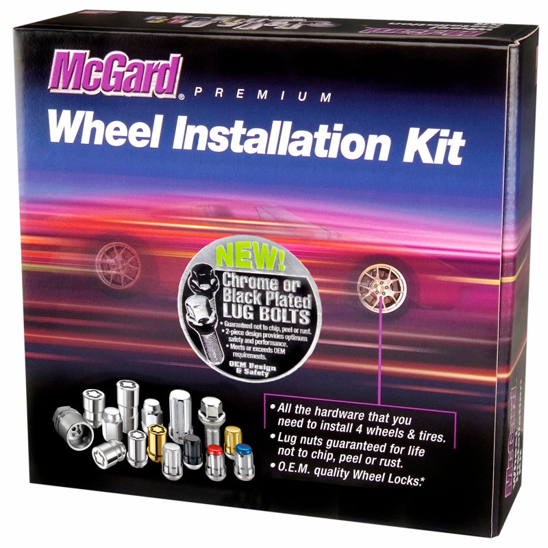 McGard 5 Lug Hex Install Kit w/Locks (Cone Seat Bolt) M14X1.5 / 17mm Hex / 30.5mm Shank L. - Black