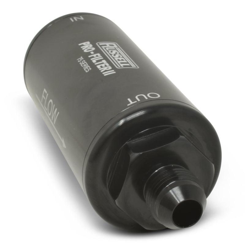 Russell Performance Profilter Fuel Filter 6.25in Long 10 Micron -6AN Inlet -10AN Outlet - Black