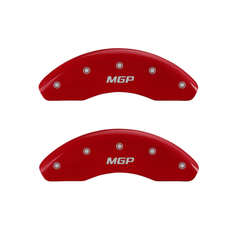 MGP 4 Caliper Covers Engraved Front & Rear MGP Red Finish Silver Char 2019 Chevrolet Malibu