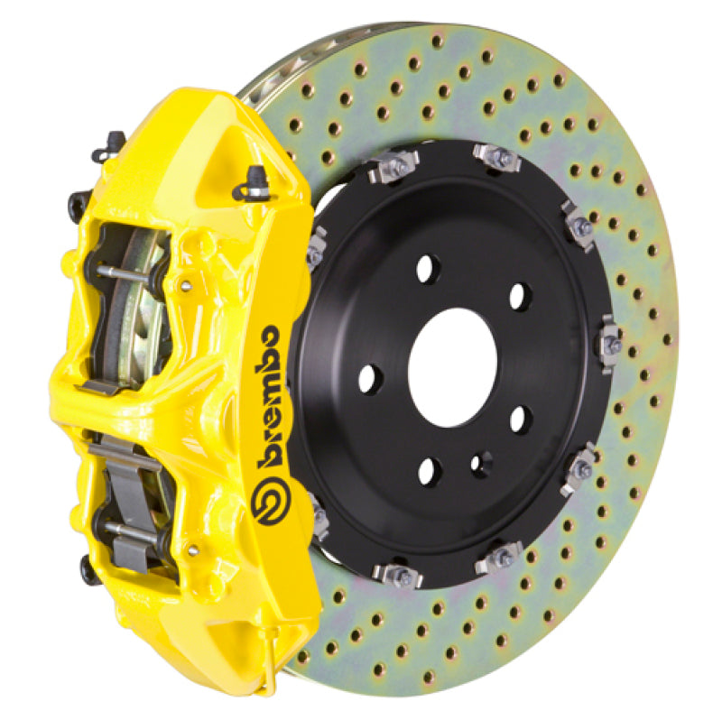 Brembo 93-98 Supra Front GT BBK 6 Piston Cast 380x34 2pc Rotor Drilled- Yellow