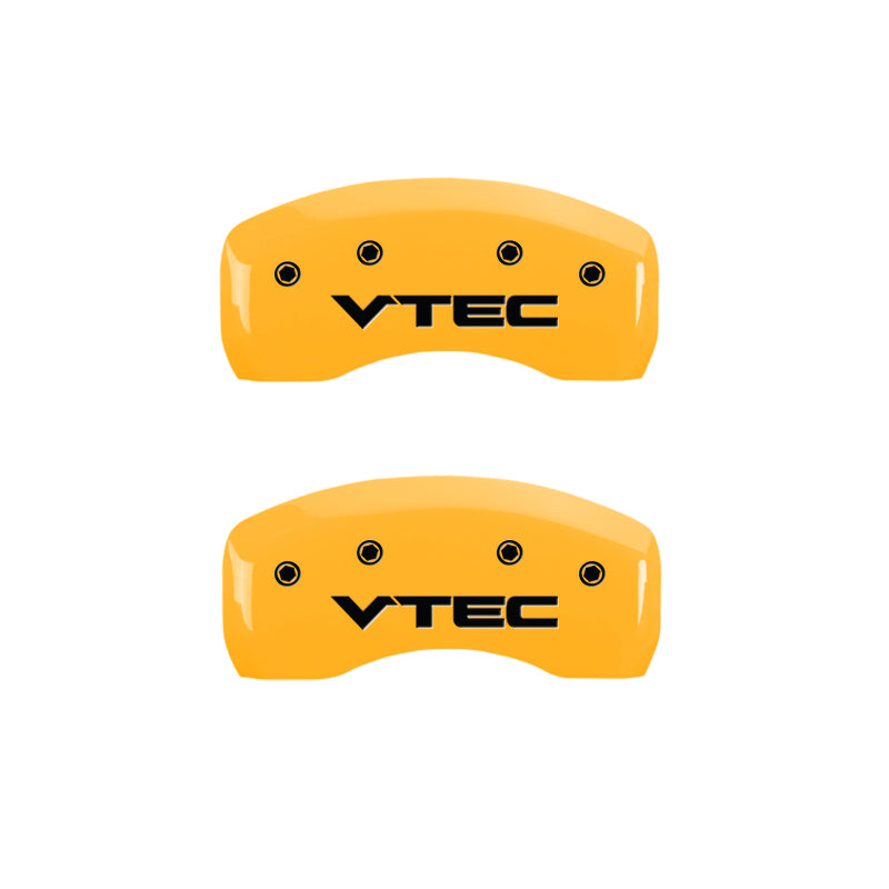 MGP 4 Caliper Covers Engraved Front & Rear Vtech Yellow Finish Black Char 2005 Honda Civic