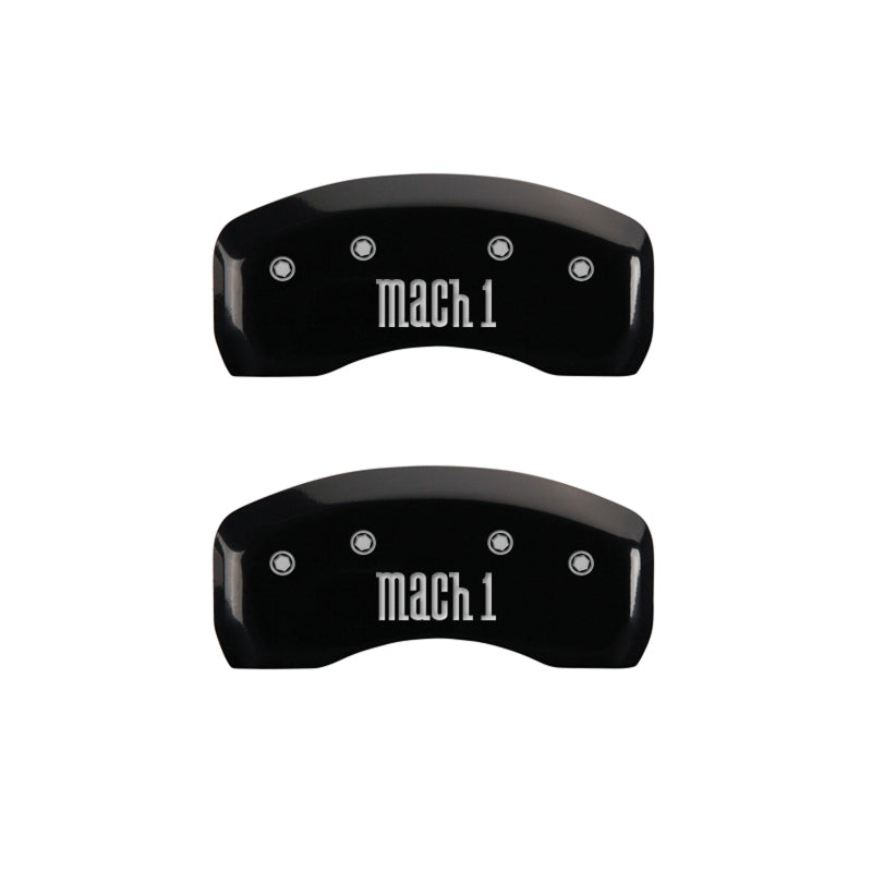 MGP 4 Caliper Covers Engraved Front & Rear Mach 1 Black finish silver ch