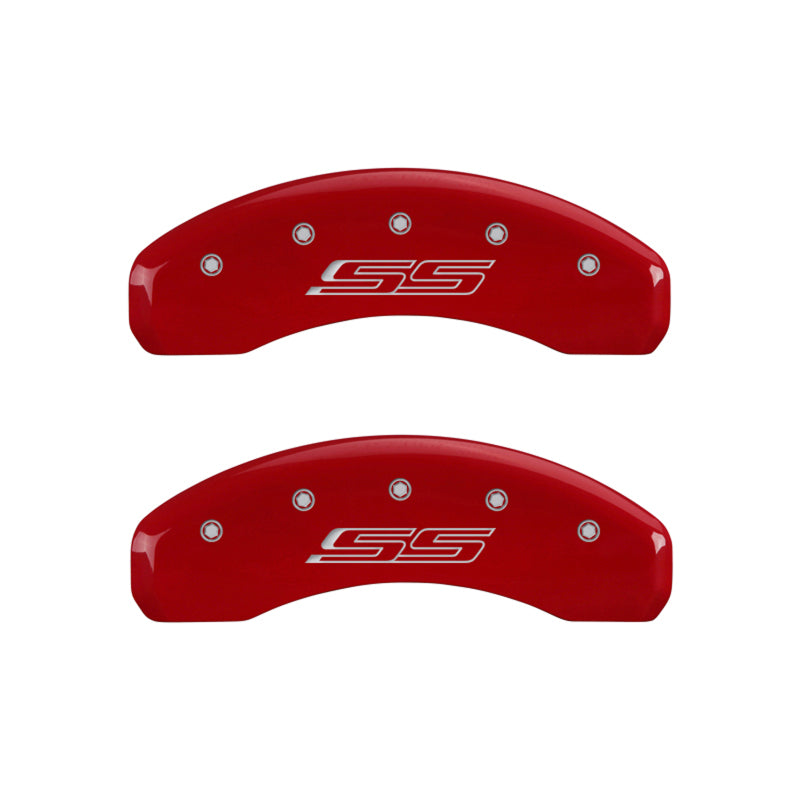 MGP 4 Caliper Covers Engraved Front & Rear Gen 5/SS Red finish silver ch