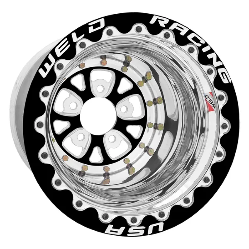 Weld V-series 15x13 / 5X4.75 BP / 3in. BS Black 3 Piece Wheel - Black Single Beadlock MT