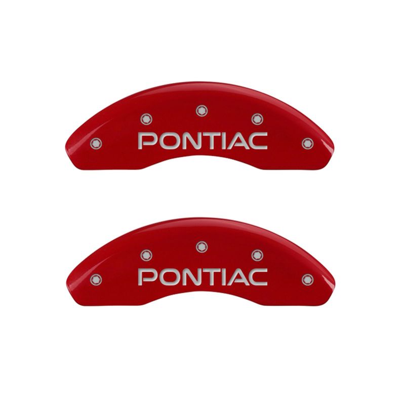 MGP 4 Caliper Covers Engraved Front & Rear Pontiac Red finish silver ch