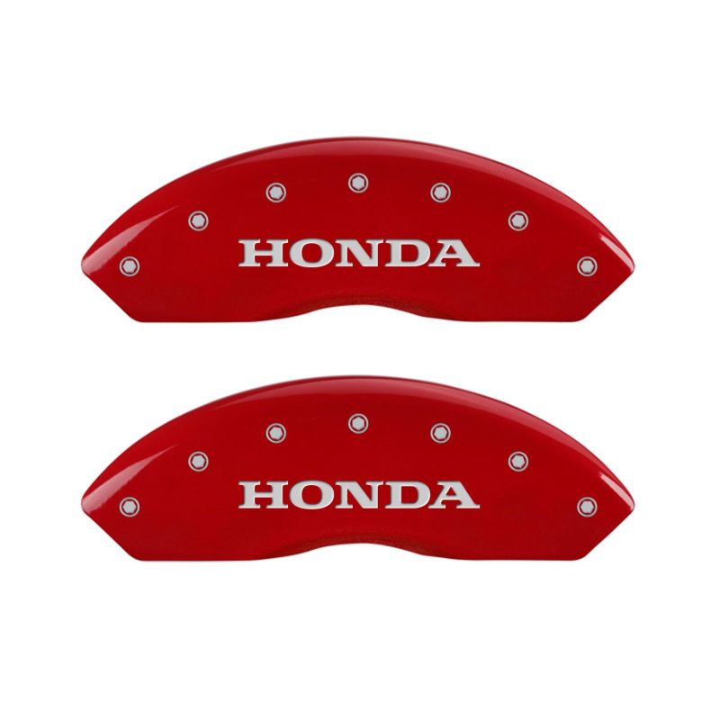 MGP 4 Caliper Covers Engraved Front Honda Engraved Rear H Logo Red finish silver ch