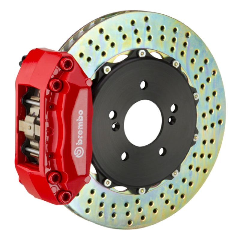 Brembo 00-04 Jetta 1.8t Front GT BBK 4 Piston Cast 2pc 328x28 2pc Rotor Drilled-Red