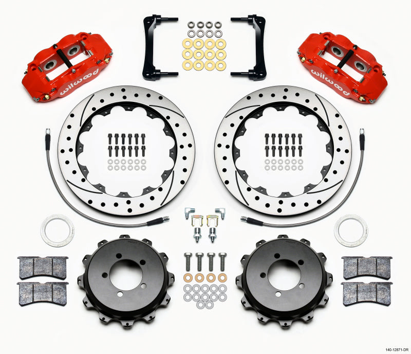 Wilwood Narrow Superlite 4R Rear Kit 12.88in Drilled Red 2012-Up Toyota / Scion FRS w/Lines