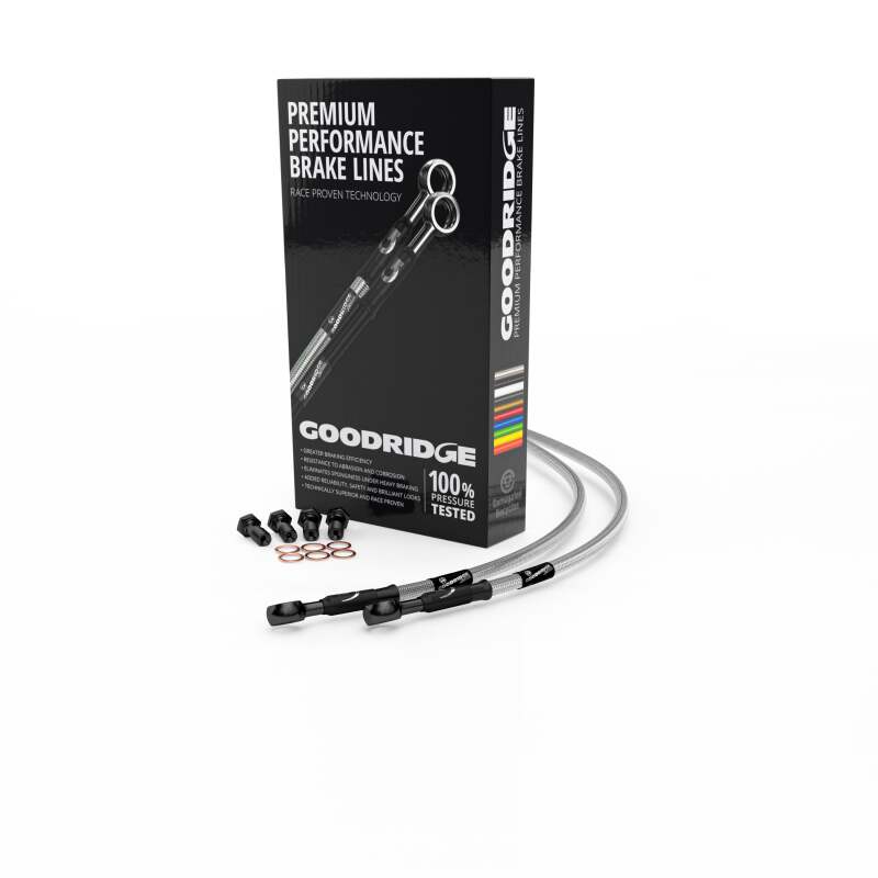 Goodridge 00-03 BMW K1200LT EVO ABS Clear Rear SS Brake Lines w/Black Fittings