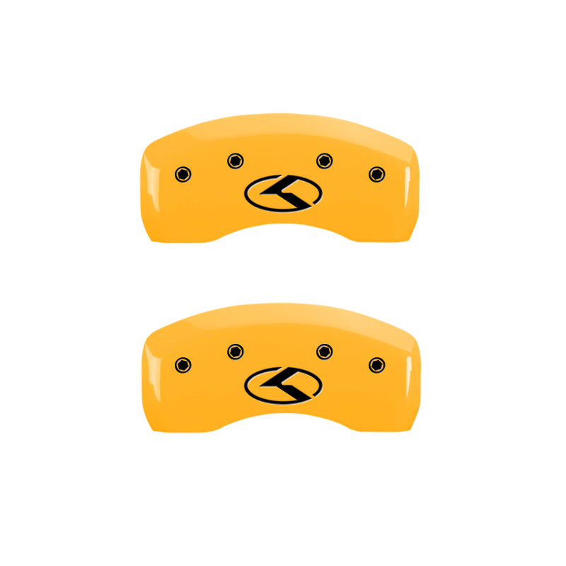 MGP 4 Caliper Covers Engraved Front & Rear Circle K/Kia Yellow Finish Black Char 2011 Kia Borrego