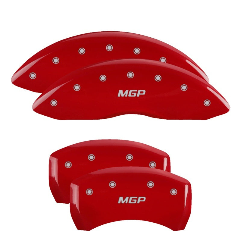 MGP 4 Caliper Covers Engraved Front & Rear Lincoln Red finish silver ch