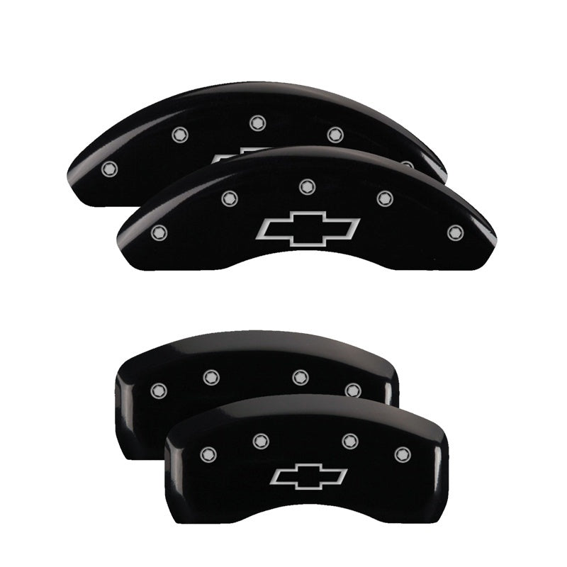 MGP 4 Caliper Covers Engraved Front & Rear Chevy Racing Black Finish Silver Char 2016 Chevrolet SS