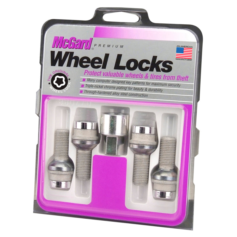 McGard Wheel Lock Bolt Set - 4pk. (Radius Seat) M14X1.5 / 19mm Hex / 35.4mm Shank Length - Chrome