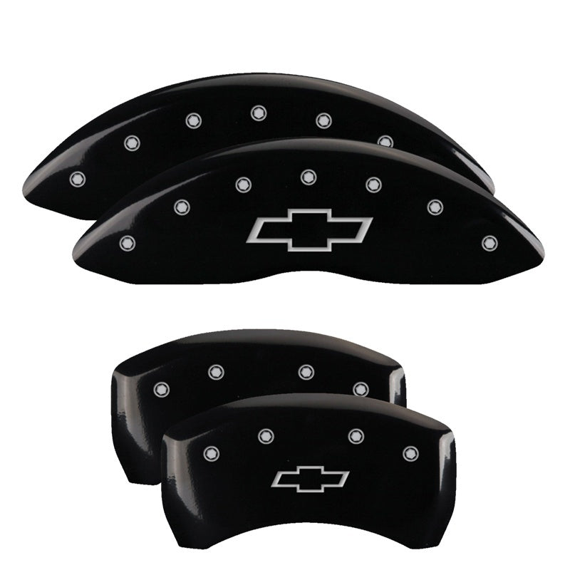 MGP 4 Caliper Covers Engraved Front & Rear Bowtie Black finish silver ch