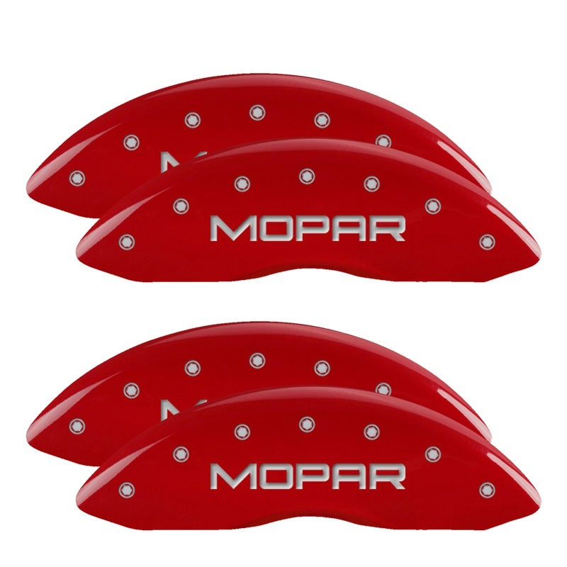 MGP 4 Caliper Covers Engraved Front & Rear MOPAR Red finish silver ch