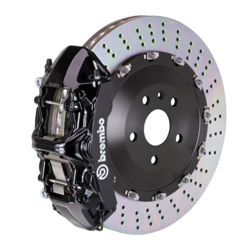 Brembo 08-14 C63 AMG (Excl.-Black Series) Front GT BBK 6 Piston Cast 405x34 2pc Rotor Drilled-Black