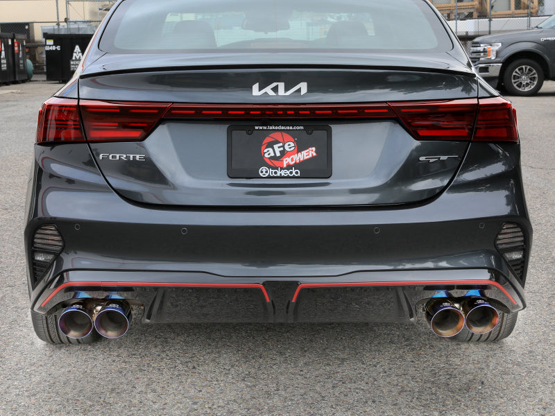 aFe 22-24 Kia Forte GT 1.6L 3in-2.5in 304 Stainless Steel Axle-Back Exhaust w/ Blue Flame Tips