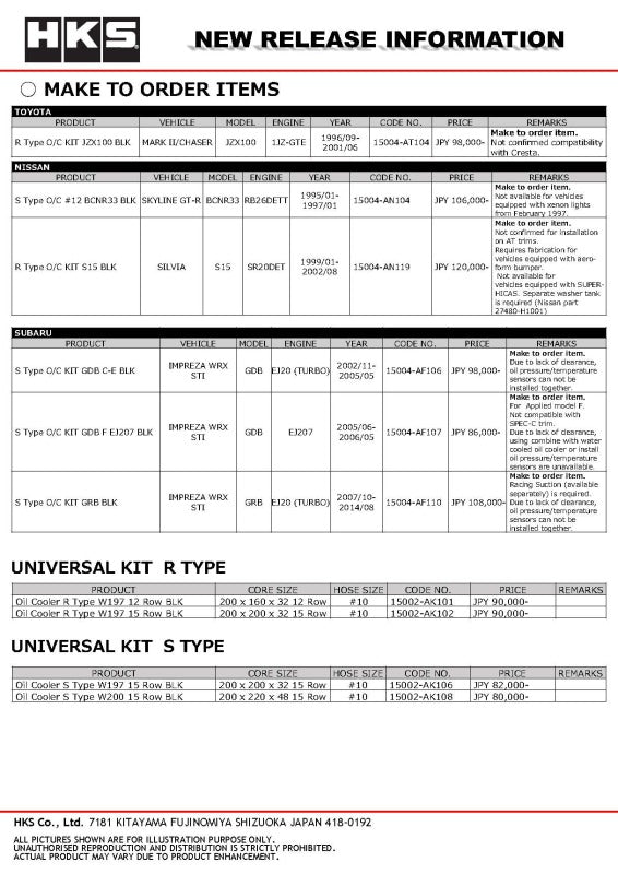 HKS S Type O/C KIT SINGLE Z34 VQ37VHR BLK