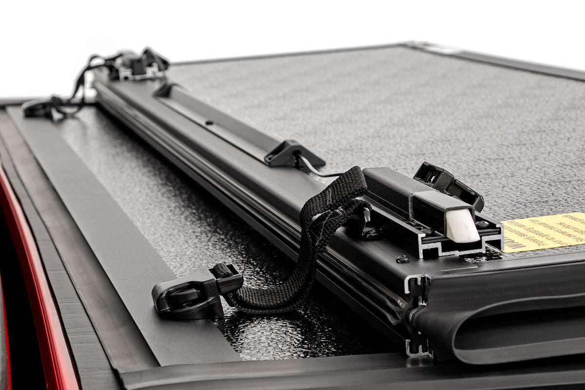 Rough Country Low Profile Tri Fold Aluminum Tonneau Cover for 2014-2019 Silverado Sierra 1500 2500HD 3500HD