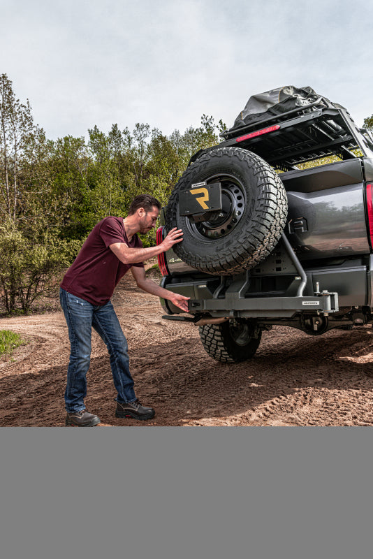 Go Rhino Swing-A-Way Tire Carrier Hitch Mounted Textured Black