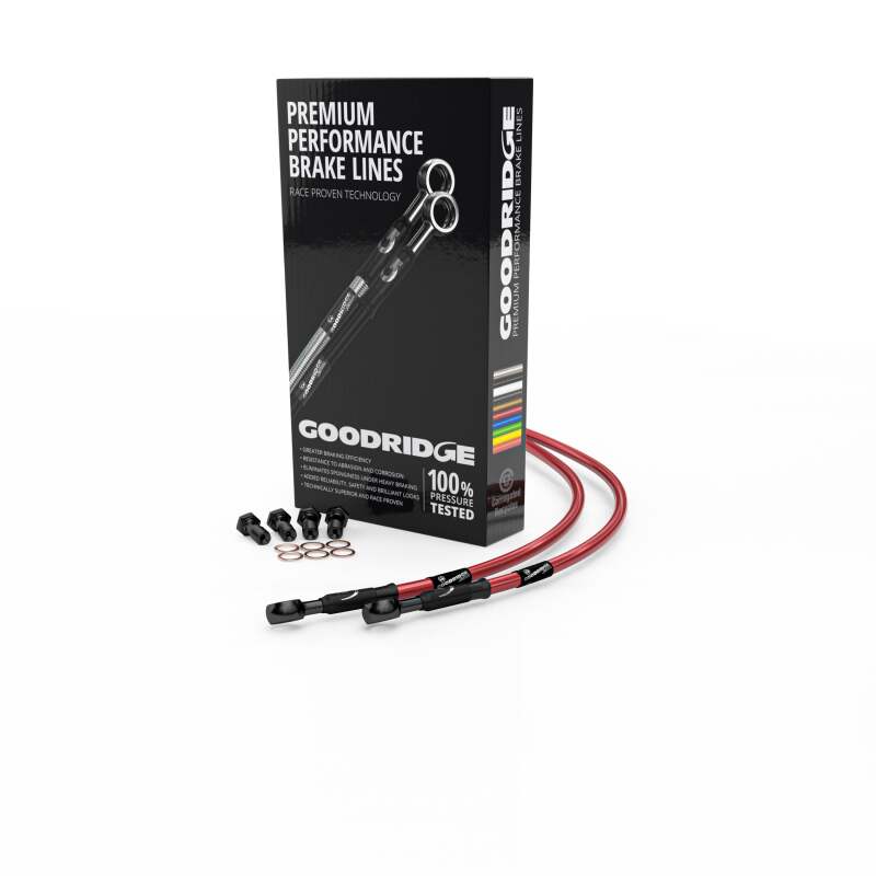 Goodridge Suzuki GSXR600/750 K4-K5 Red Race Front SS Brake Lines w/Black Fittings