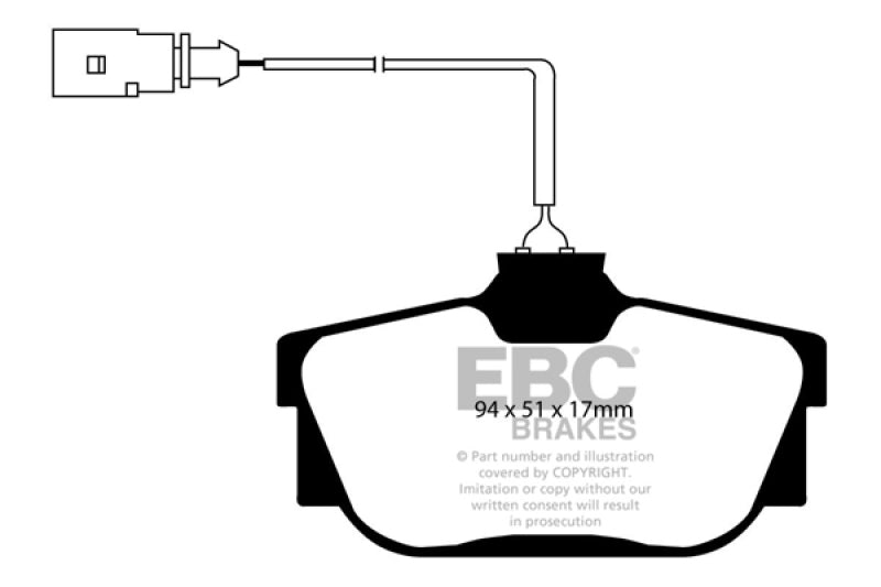 EBC 00 Volkswagen Eurovan 2.8 (ATE) with Wear Leads Greenstuff Rear Brake Pads