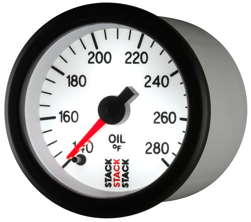 Autometer Stack 52mm 140-280 Deg F 1/8in NPTF Male Pro Stepper Motor Oil Temp Gauge - White