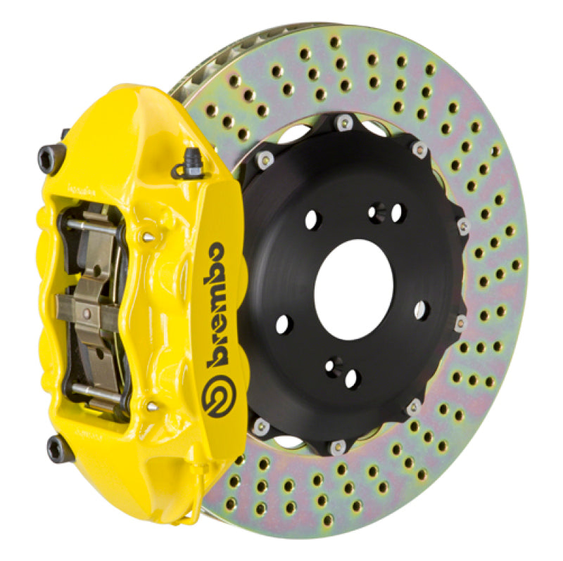 Brembo 06-09 S2000 Rear GT BBK 4 Piston Cast 328x28 2pc Rotor Drilled- Yellow