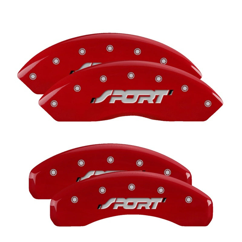 MGP 4 Caliper Covers Engraved Front & Rear SPORT Red finish silver ch