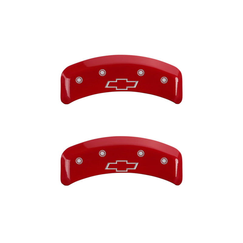 MGP 4 Caliper Covers Engraved Front & Rear Bowtie Red finish silver ch