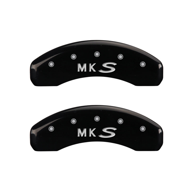 MGP 4 Caliper Covers Engraved Front Lincoln Engraved Rear MKS Black finish silver ch