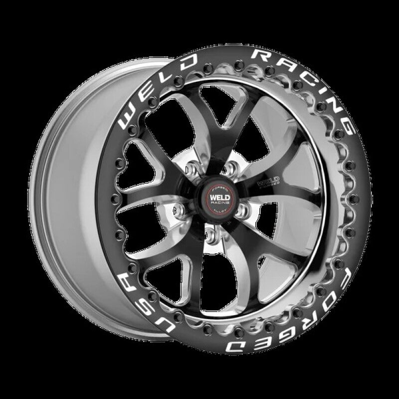 Weld S76 17x10 / 5x115mm BP / 6.7in. BS Black Wheel (High Pad) - Polished Single Beadlock MT