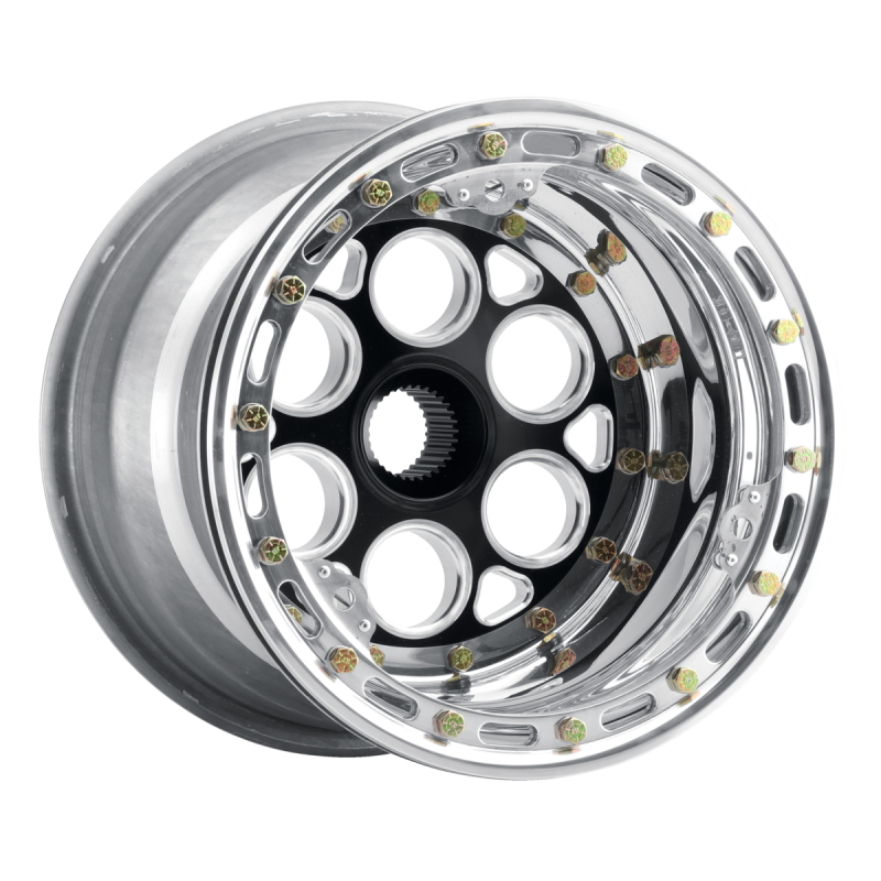 Weld Racing Magnum Sprint - 15x13 / 42-Spline / 3in Offset - Gold Center/Polished Shell -Non Beadloc