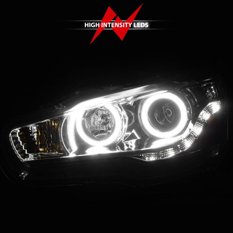 ANZO 2008-2015 Mitsubishi Lancer Projector Headlights w/ Halo Chrome (CCFL)