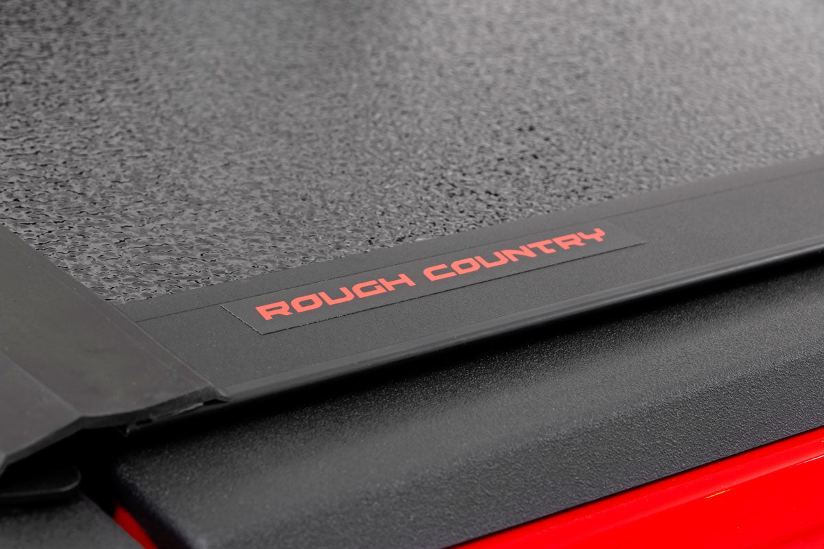 Rough Country Low Profile Tri Fold Aluminum Tonneau Cover for 2014-2019 Silverado Sierra 1500 2500HD 3500HD