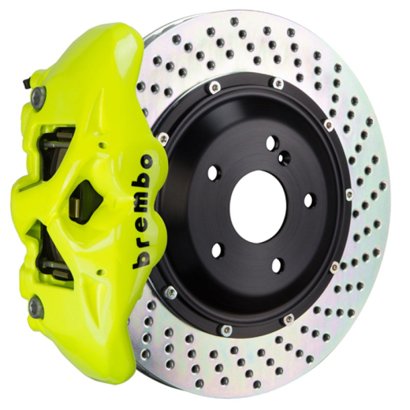 Brembo 08-15 Land Cruiser/LX570 Rear GT BBK 4 Piston Cast 380x28 2pc Rotor Drilled- Fluo. Yellow