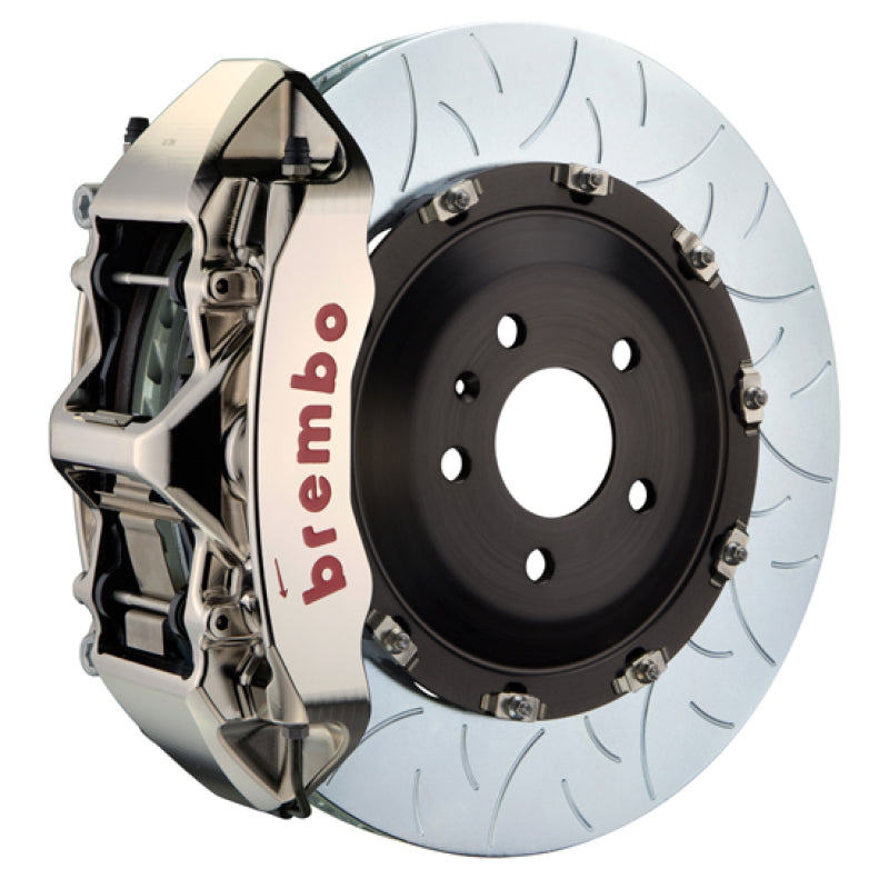 Brembo 15-19 Macan Turbo Front GTR BBK 6 Piston Billet 405x34 2pc Rotor Slotted Type3- Nickel