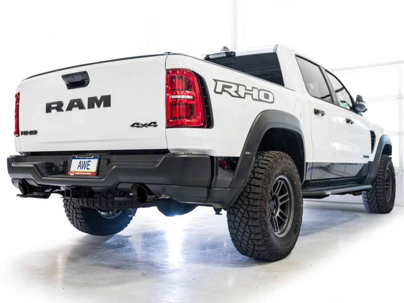 AWE Tuning 2025+ RAM 1500 RHO 3.0 I6 TT 0FG Dual Rear Exit Catback Exhaust - Diamond Black Tips