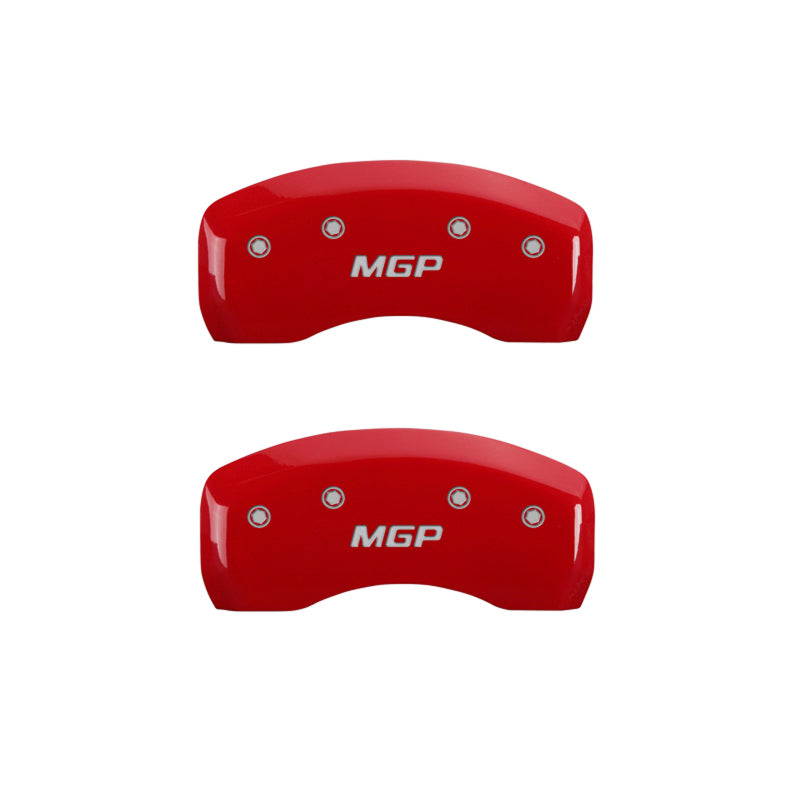 MGP 4 Caliper Covers Engraved Front & Rear MGP Red Finish Silver Char 2017 Nissan Armada