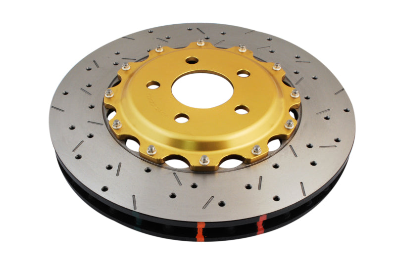 DBA 02-10 WRX / 13+ FR-S / 13+ BRZ Premium Front Drilled & Slotted 5000 Series Rotor w/ Gold Hat