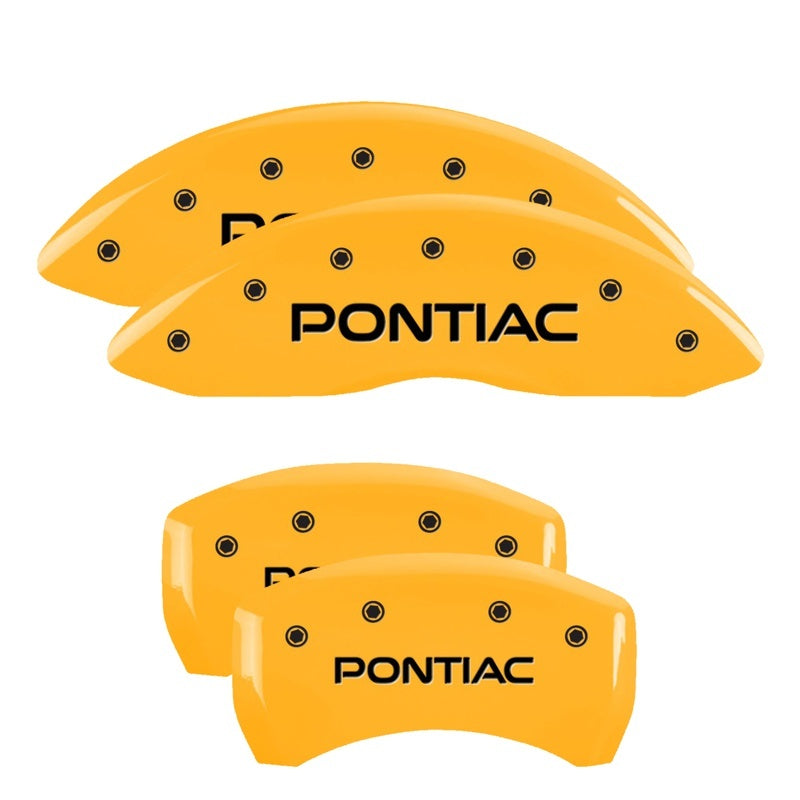 MGP 4 Caliper Covers Engraved Front & Rear Pontiac Yellow Finish Black Char 2001 Pontiac Firebird