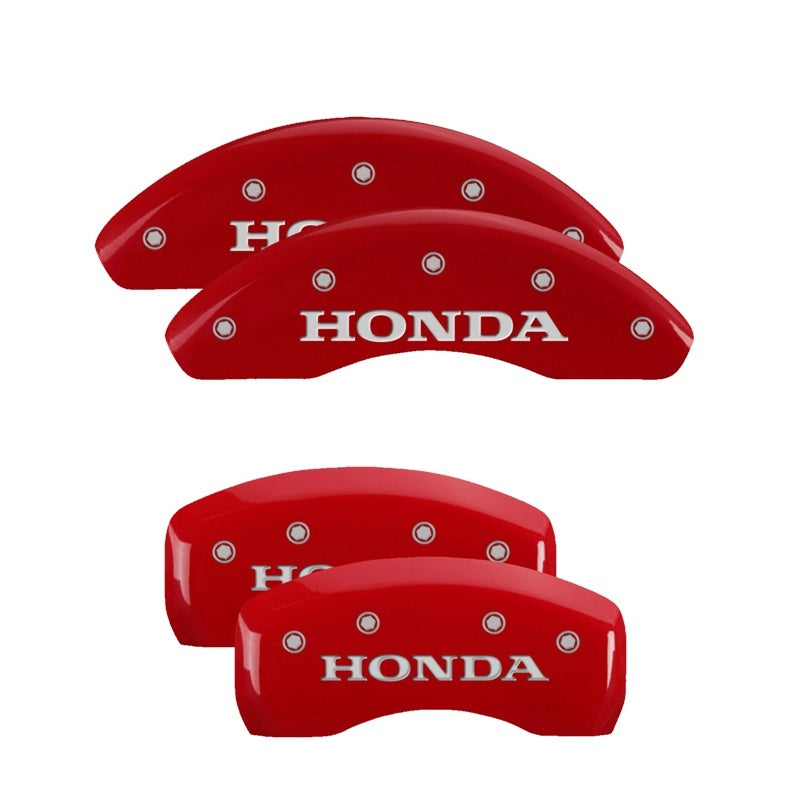 MGP 4 Caliper Covers Engraved Front & Rear Honda Red Finish Silver Char 2017 Honda Civic