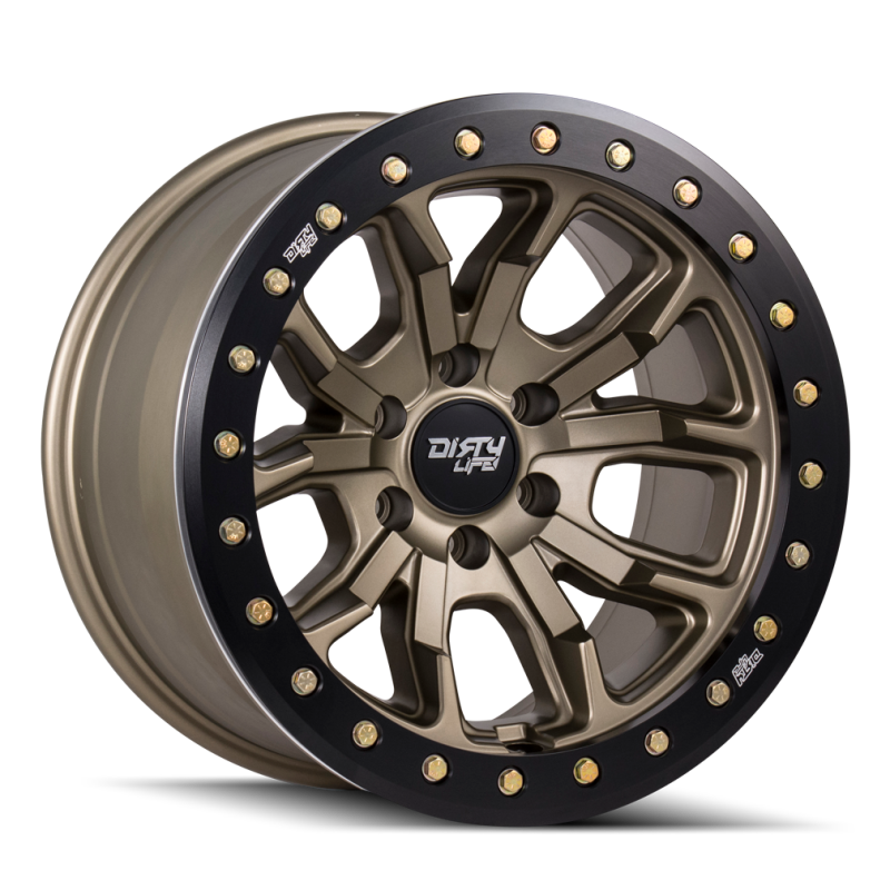 Dirty Life 9303 DT-1 20x9 / 8x165.1 BP / 0mm Offset / 130.8mm Hub Satin Gold Wheel - Beadlock