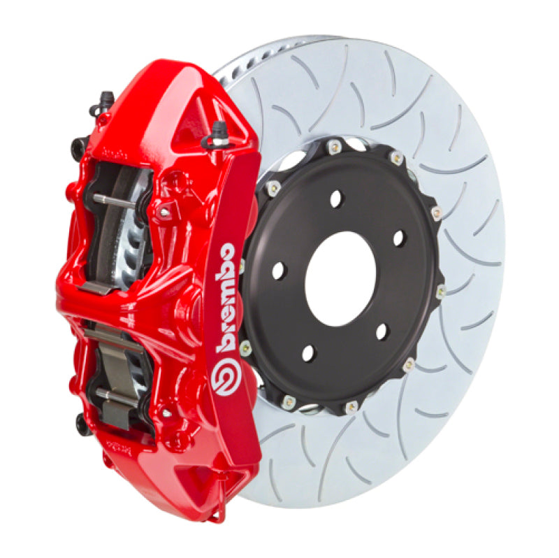 Brembo 08-15 Lancer Evo X Front GT BBK 6 Piston Cast 350x34 2pc Rotor Slotted Type-3-Red