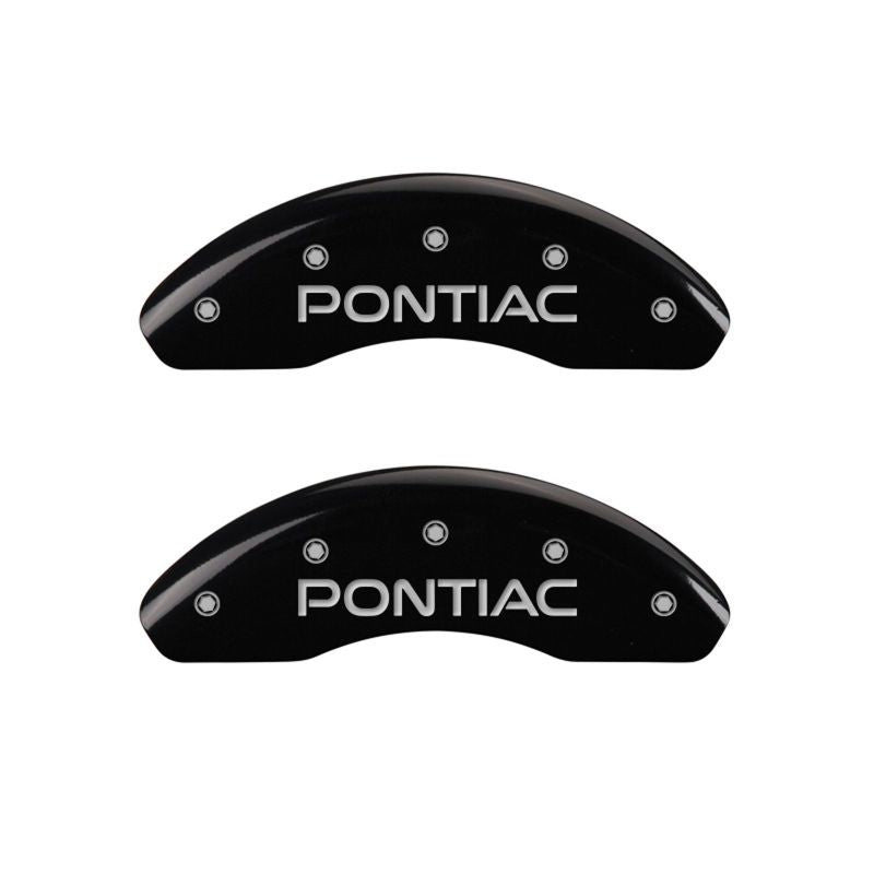 MGP 4 Caliper Covers Engraved Front Pontiac Engraved Rear G6 Black finish silver ch