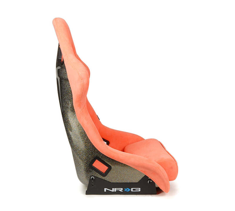 NRG FRP Bucket Seat ULTRA Edition W/ Grey Pearlized Back / Peach Microfiber Material - Large